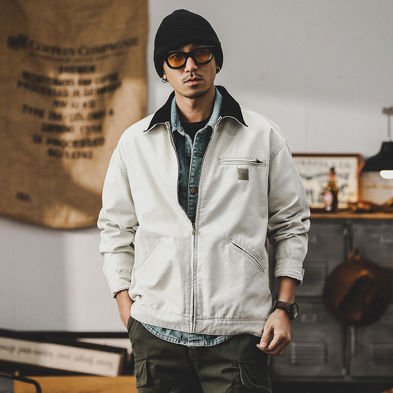 美式經典密歇根工裝夾克男春秋潮牌痞帥復古底特律獵裝硬漢外套男