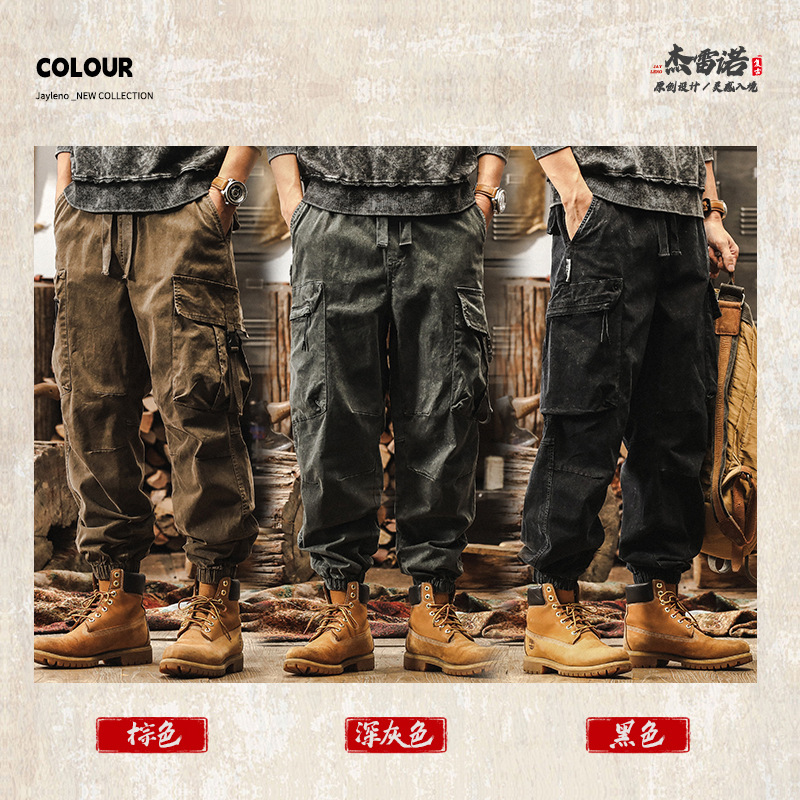 髒染水洗工裝褲子男春季2025新款潮牌寬鬆闊腿褲美式復古休閒長褲