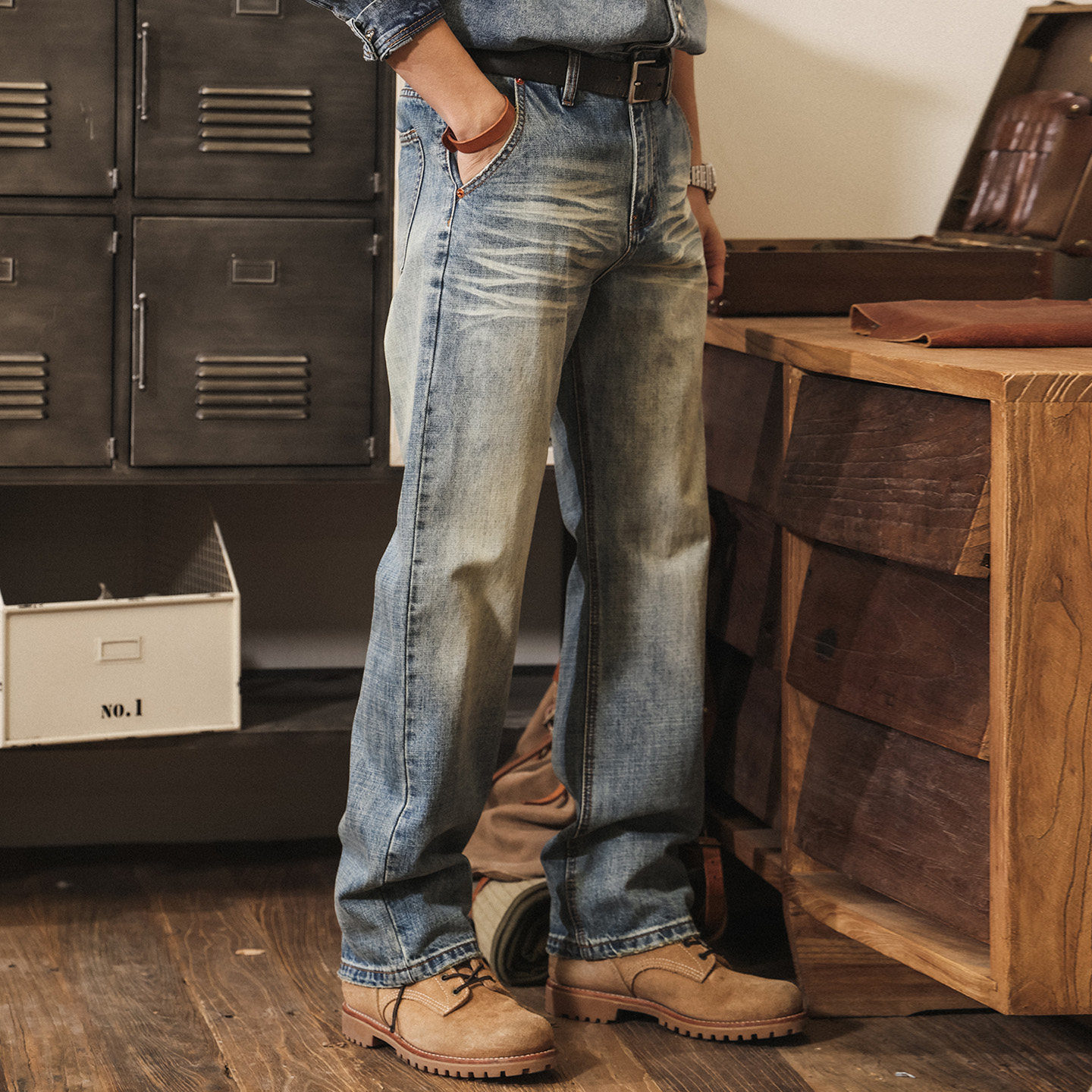 美式復古水洗牛仔褲男款直筒2026新款潮牌褲子男春季寬鬆休閒長褲