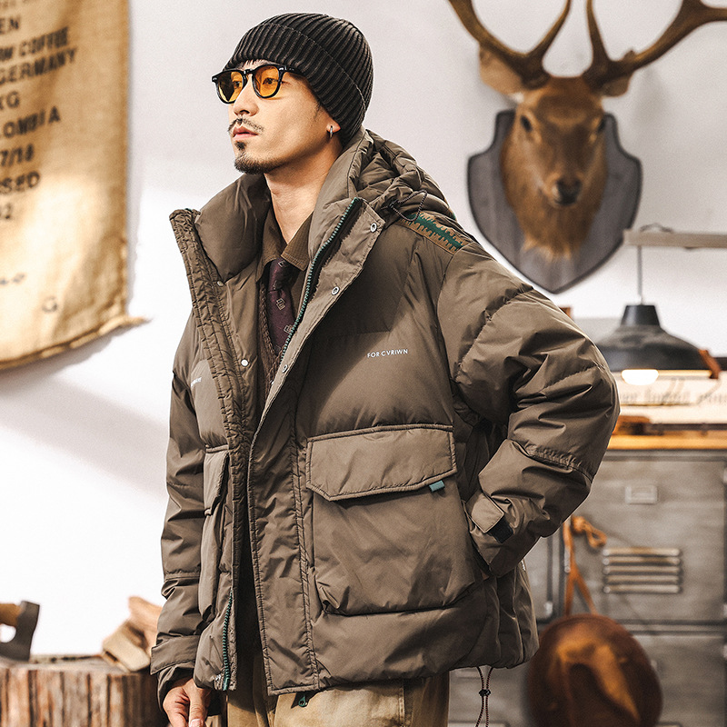 新國標90%白鴨絨工裝羽絨服男冬季加厚機能風男士外套潮流面包服