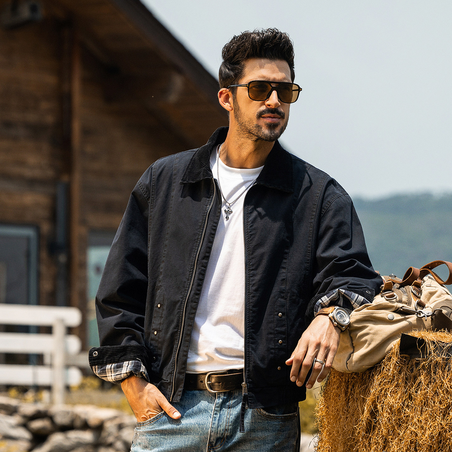 美式復古工裝夾克男短款春季2026新款潮牌老錢風寬鬆春秋男士外套