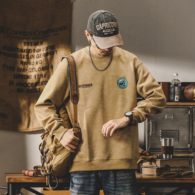 杰雷諾美式350g重磅衛衣男2023年秋冬款寬鬆大碼印花百搭長袖衫男