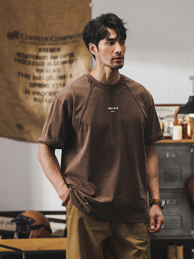 美式复古重磅T恤男短袖夏季2024新款潮牌硬汉廓形宽松上衣男T潮流