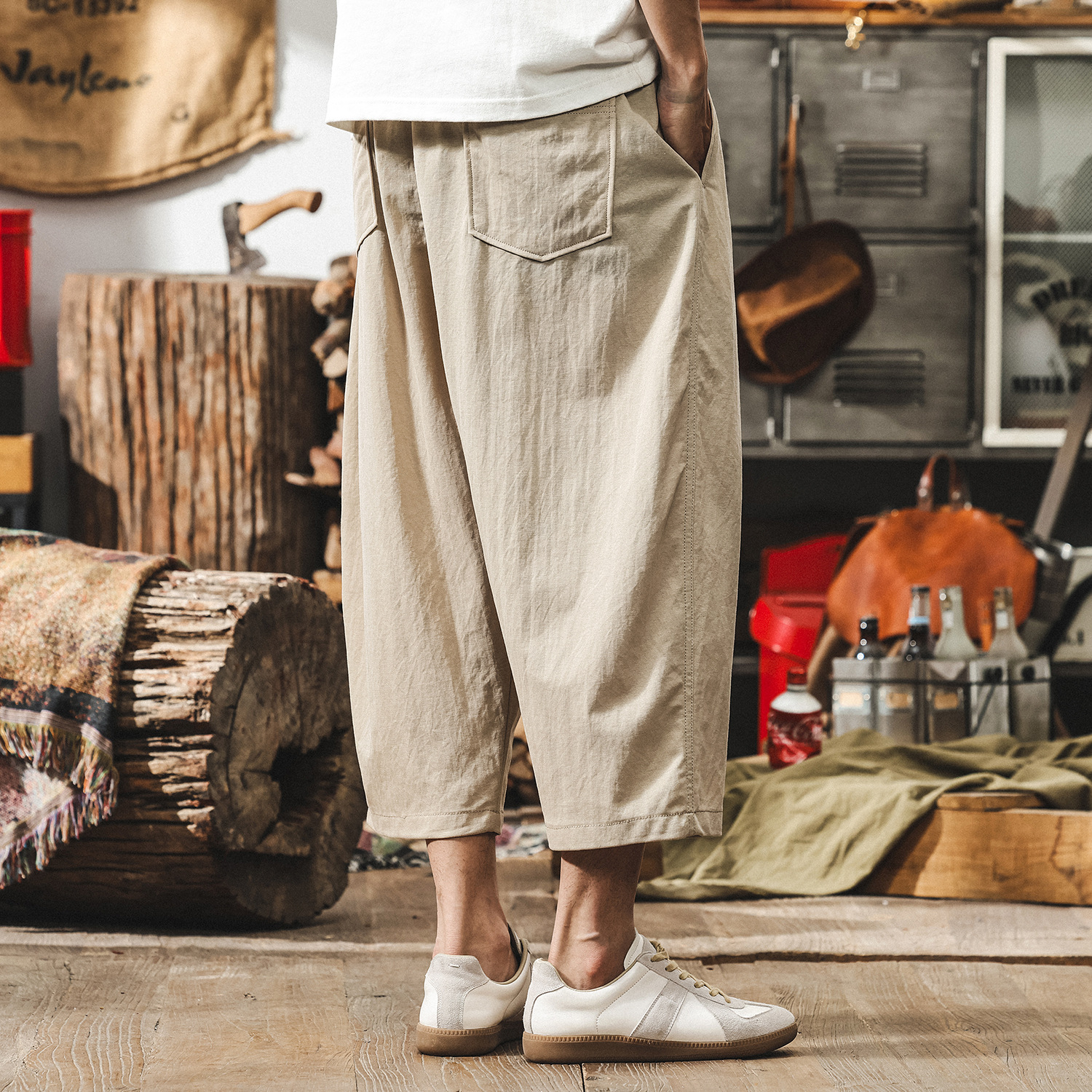 新中式復古亞麻褲子男薄款短褲男夏季寬鬆八分褲男士休閒褲七分褲