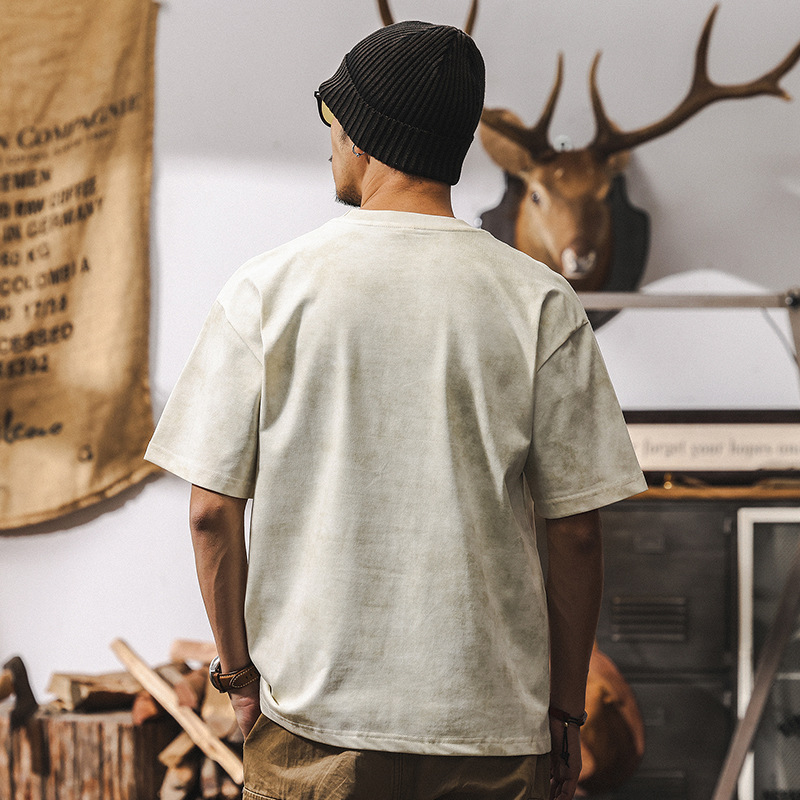 【雲染洗褪】涼感T恤男夏季2025新款短袖潮流美式復古寬鬆上衣男