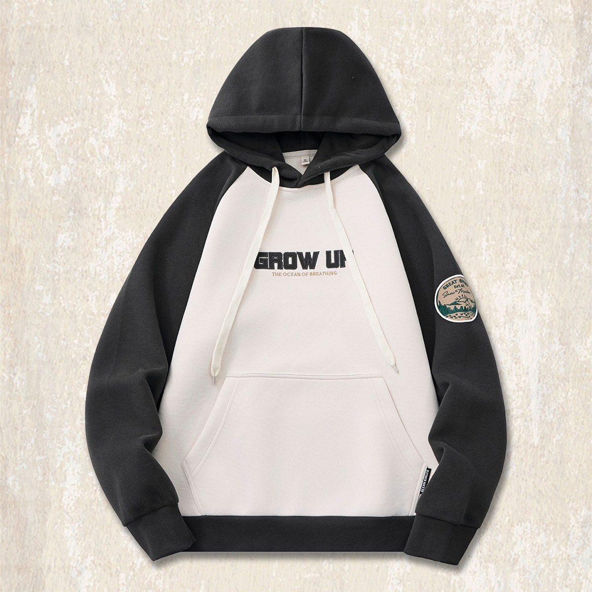 美式復古390g重磅衛衣男連帽刺繡山系潮牌拼接寬鬆休閒秋冬外套男