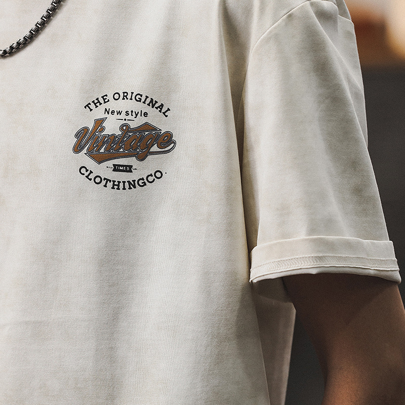 美式重磅T恤男2024新款潮流印花短袖男夏季涼感寬鬆休閒上衣男款