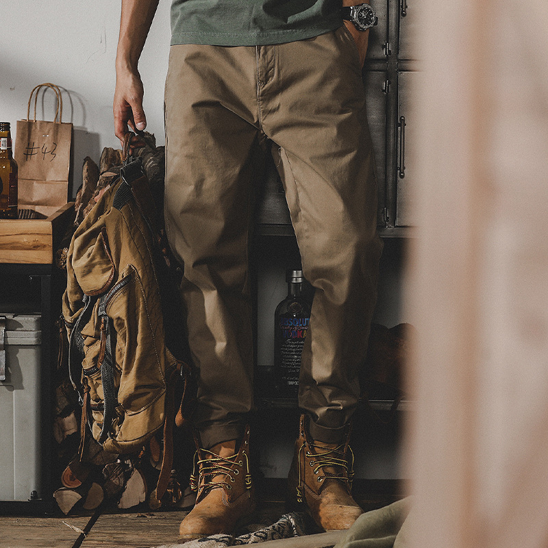 美式重磅復古工裝褲子男直筒上班基礎款簡約男士休閒褲百搭錐形褲