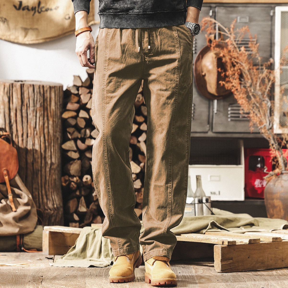 美式復古伐木工裝褲子男2026新款潮牌水洗直筒褲春季寬鬆休閒長褲