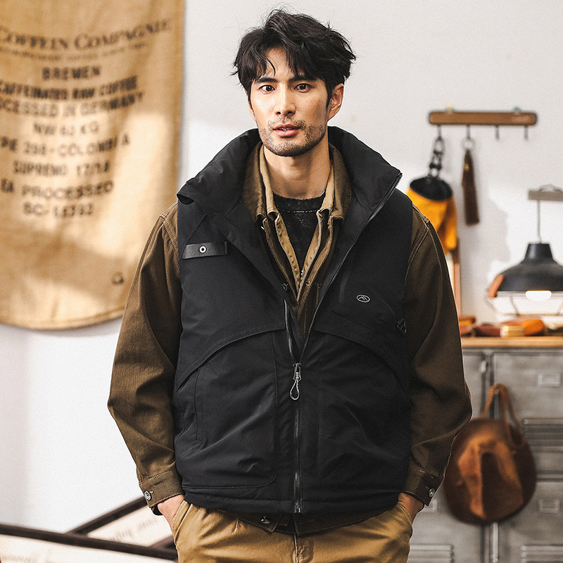 90白鴨絨美式復古羽絨馬甲男冬季寬鬆潮牌工裝羽絨服男款冬季外套