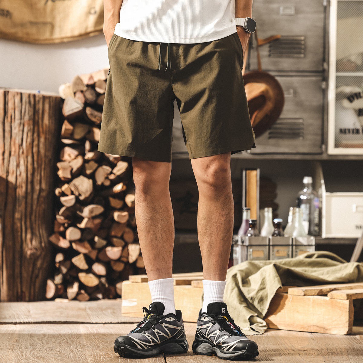 美式復古夏季薄款短褲男2025新款純色時尚潮牌百搭寬鬆透氣男中褲