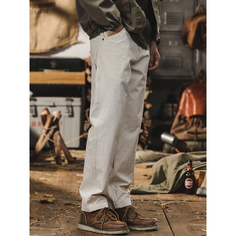 美式復古工裝褲子男2024年春季新款城市戶外寬鬆直筒休閒長褲男潮
