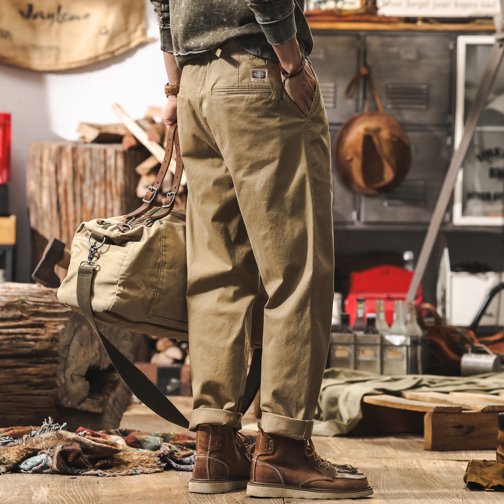 美式復古工裝褲子男潮牌春季阿美咔嘰奇諾褲美拉德寬鬆直筒休閒褲