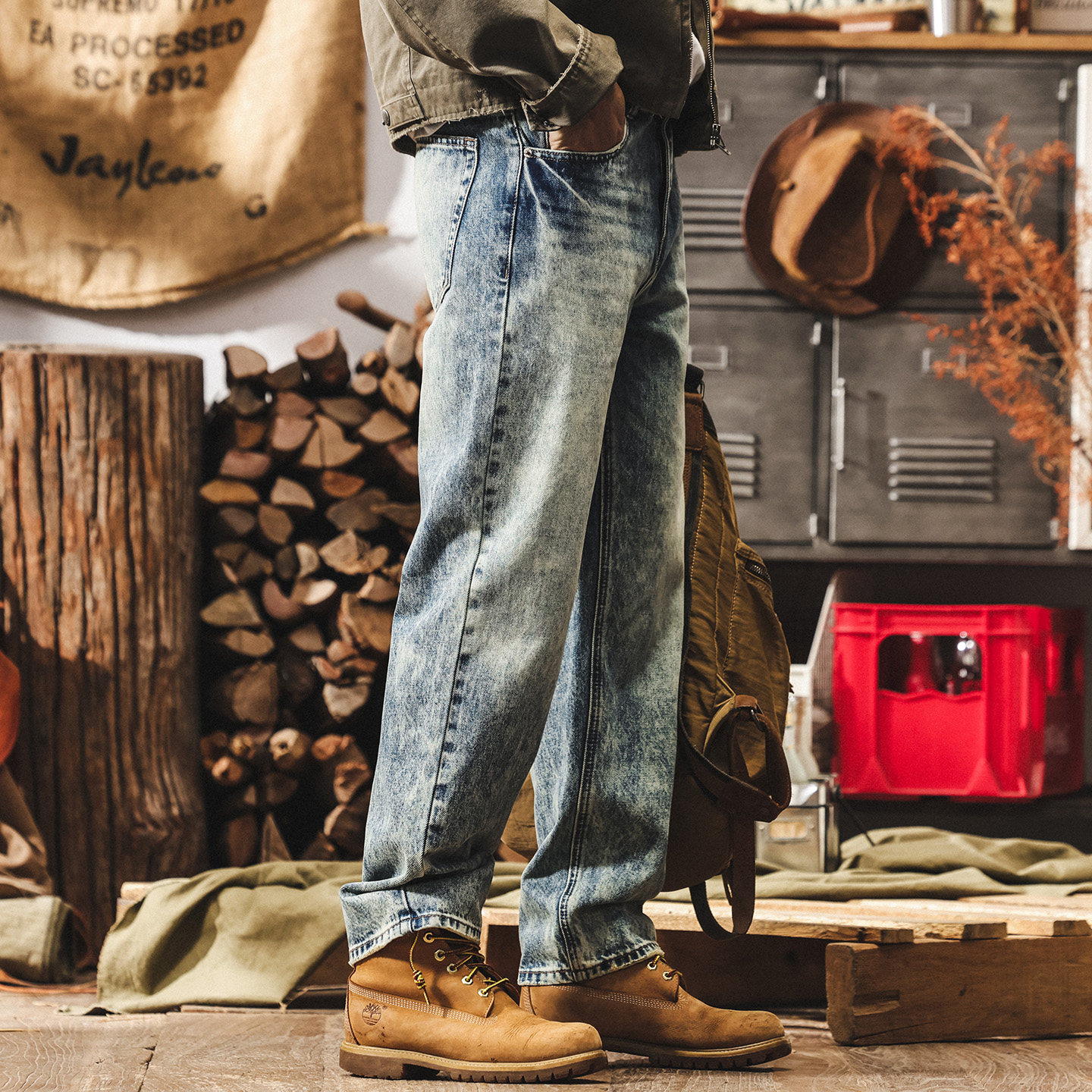 美式復古寬鬆牛仔褲男直筒春季新款淺藍色水洗春秋大碼休閒長褲子