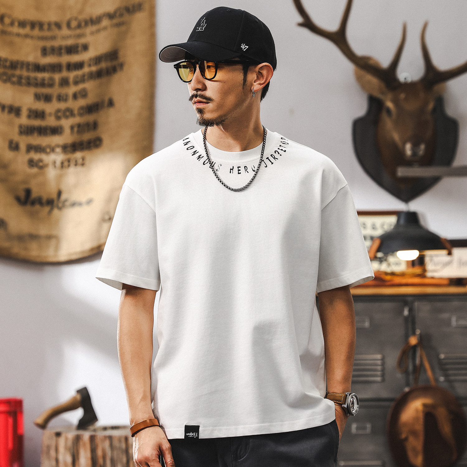 【7A級抗菌除蟎】涼感T恤男夏季短袖2025新款潮牌寬鬆半袖男