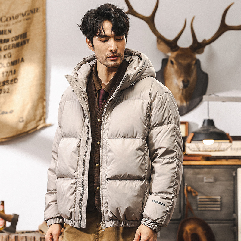 90%鴨絨連帽羽絨服男冬季潮牌男士外套高蓬鬆防風保暖加厚麪包服