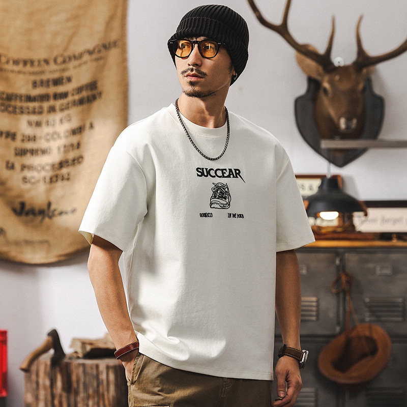 40支涼感T恤男短袖夏季2025新款潮流立體動感印花寬鬆休閒上衣男T