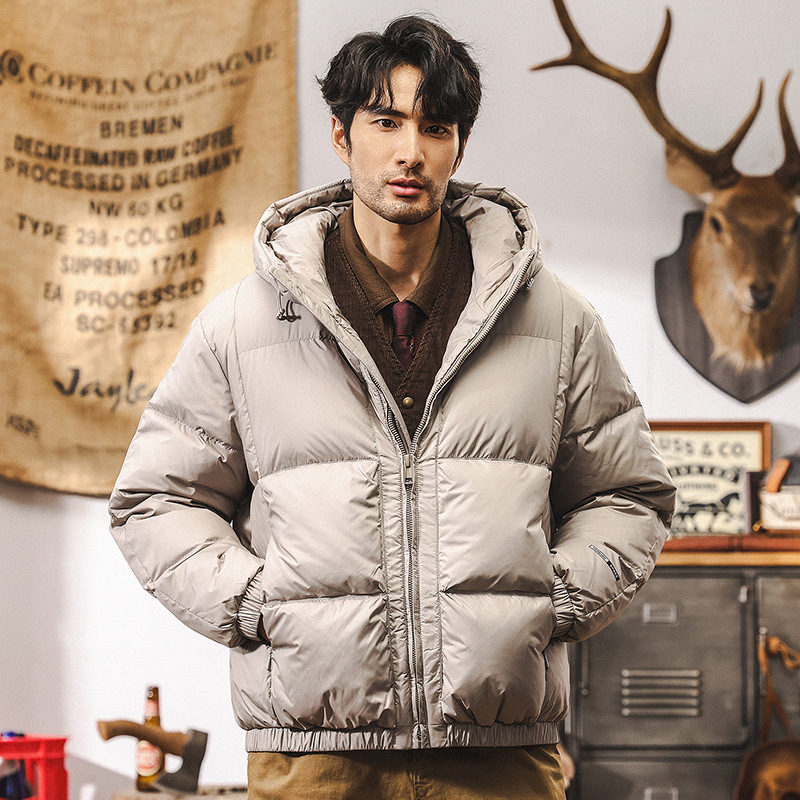 90%鴨絨連帽羽絨服男冬季潮牌男士外套高蓬鬆防風保暖加厚麪包服