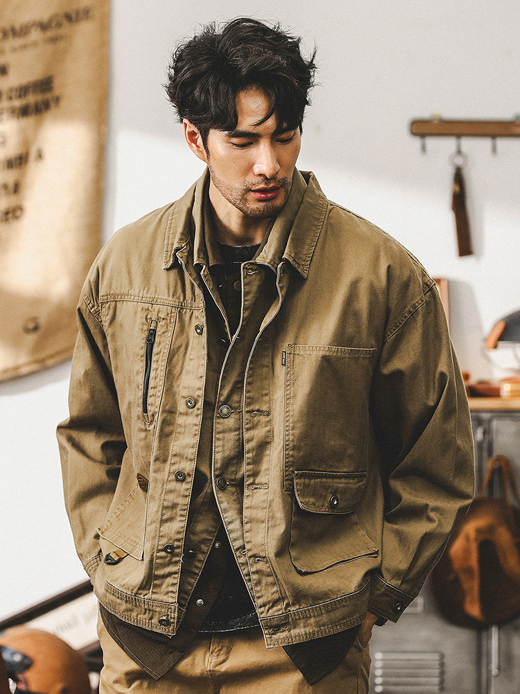 傑雷諾美式複古多口袋工裝夾克男春秋潮牌重磅寬松休閑外套男秋季