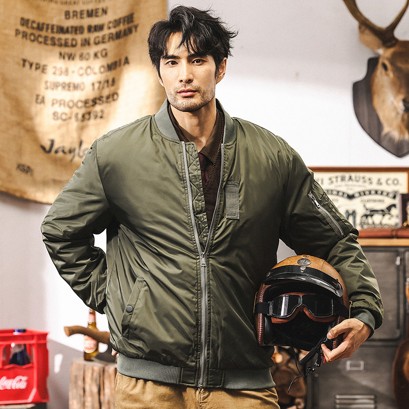 美式復古MA1飛行員夾克2024新款冬季加厚工裝棉服男士秋冬款外套