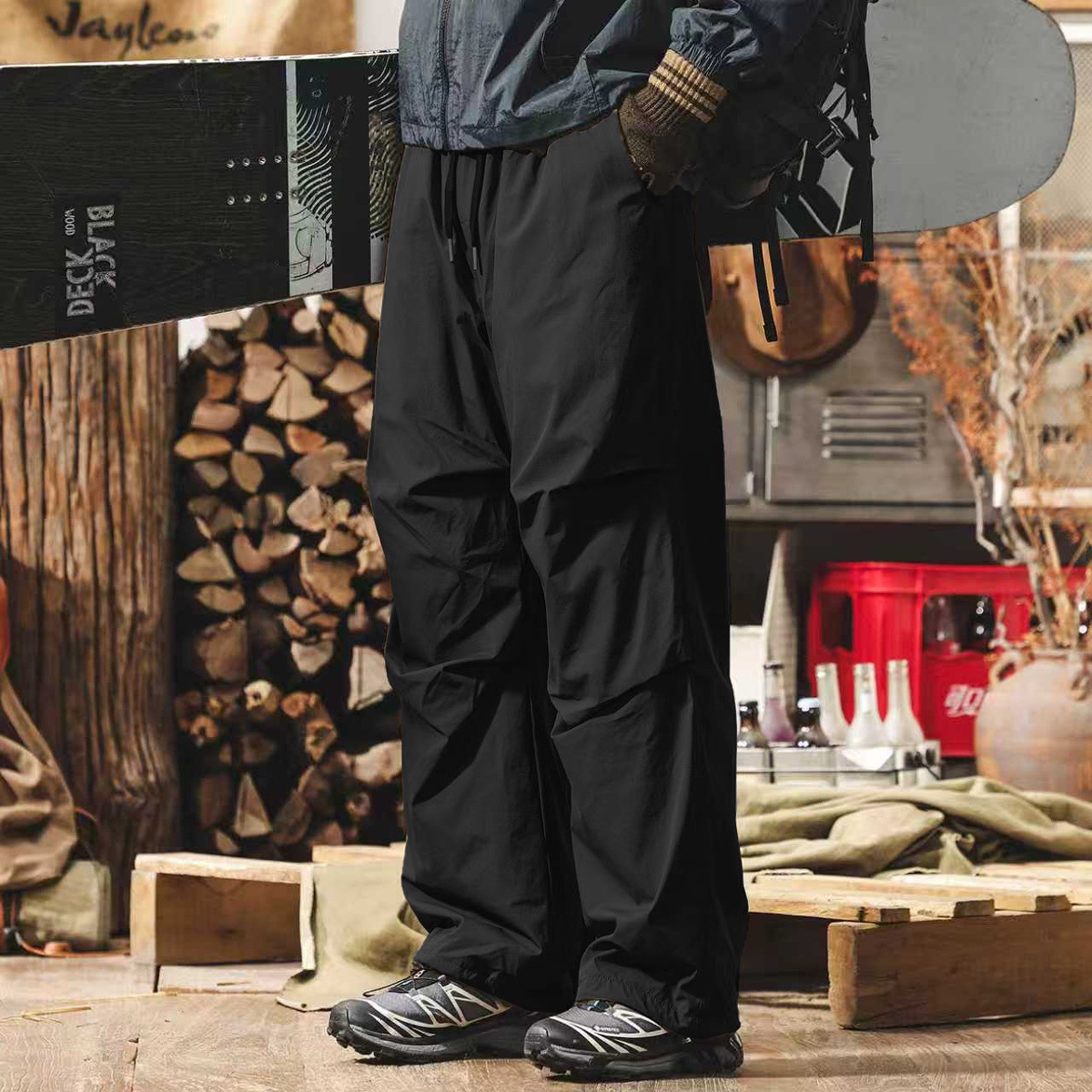 【極寒系列】冬季90%白鴨絨滑雪羽絨褲男加厚防風保暖機能傘兵褲