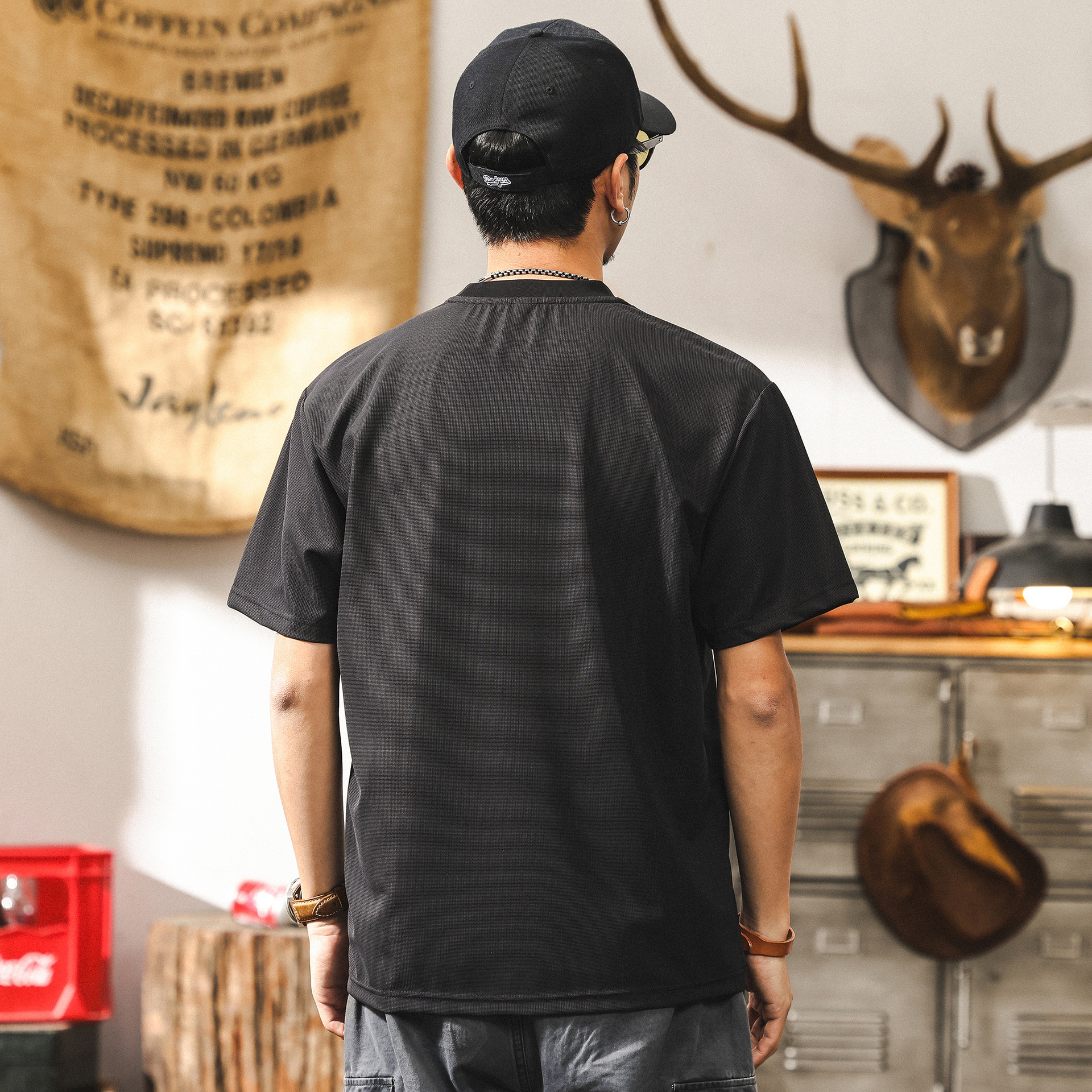 兼顧運動透氣速乾短袖男款夏季潮牌美式復古薄款T恤寬鬆男士上衣