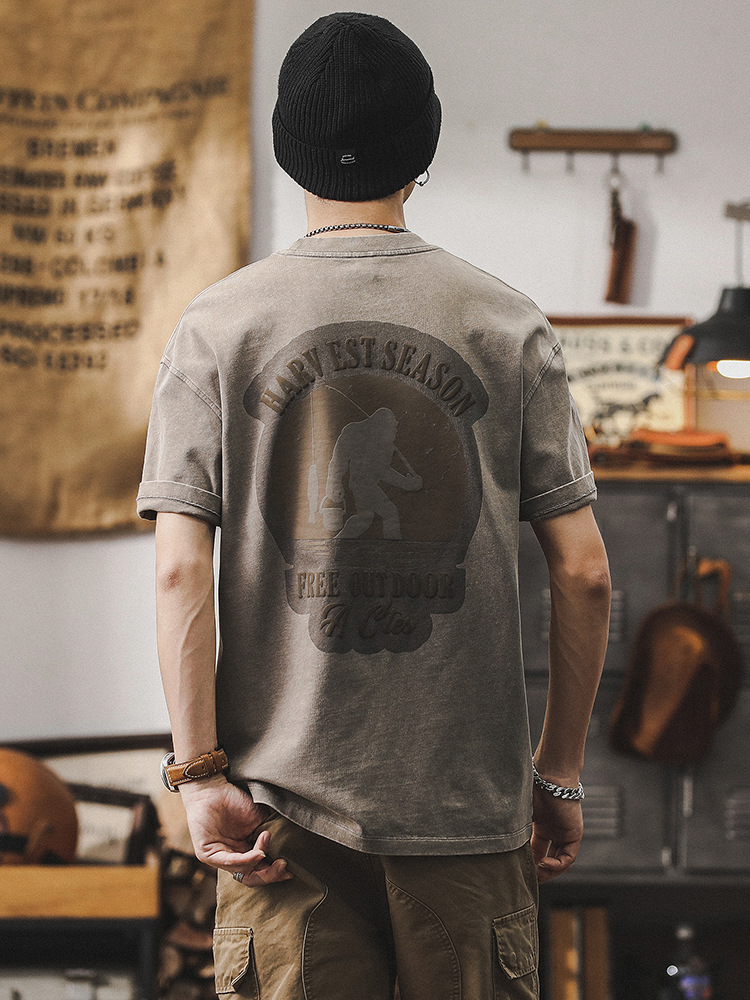 美式復古重磅T恤男夏季短袖寬鬆男士新款上衣潮牌水洗半袖體恤男