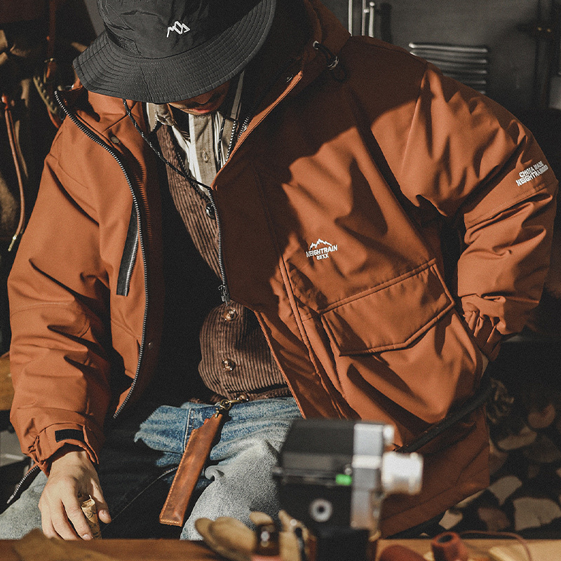 90白鴨絨山系戶外通勤美式復古羽絨服男冬季連帽寬鬆潮牌保暖外套