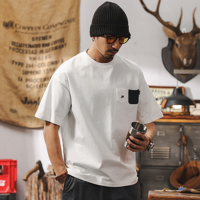 新疆棉250g重磅T恤男短袖夏季2025新款潮流美式復古寬鬆白色上衣T