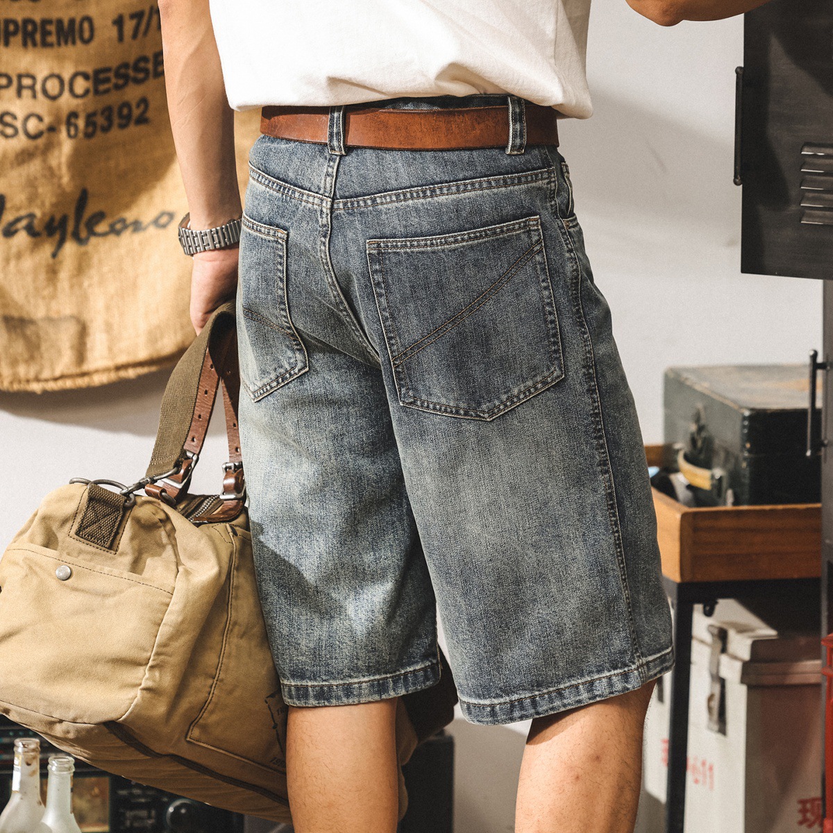 牛仔短褲男夏季新款美式潮牌百搭休閒直筒中褲寬鬆大碼男士五分褲