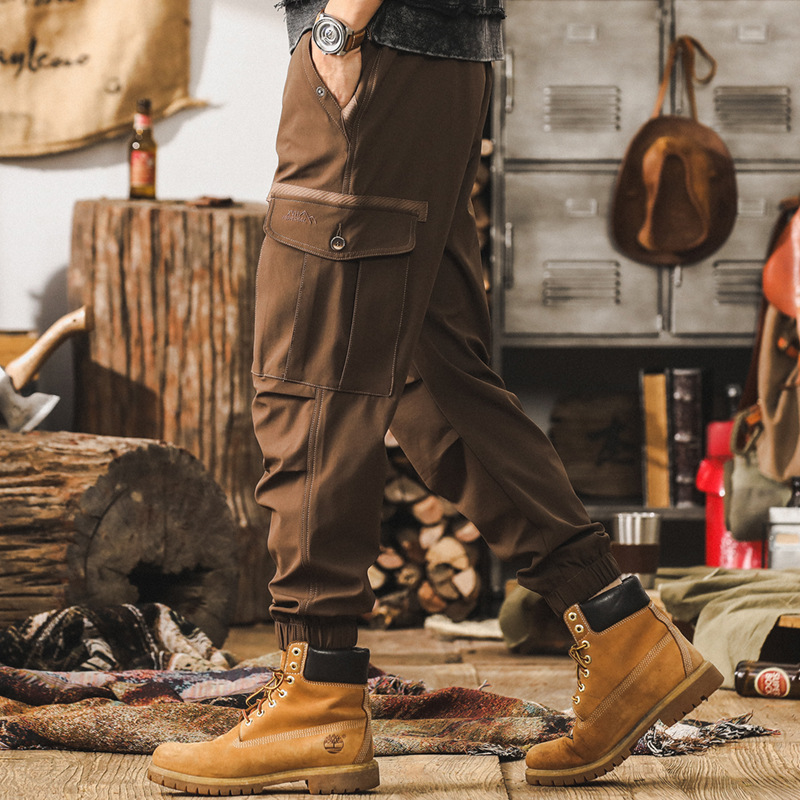 美式復古工裝褲子男春秋款潮牌城市戶外運動通勤防潑水寬鬆休閒褲