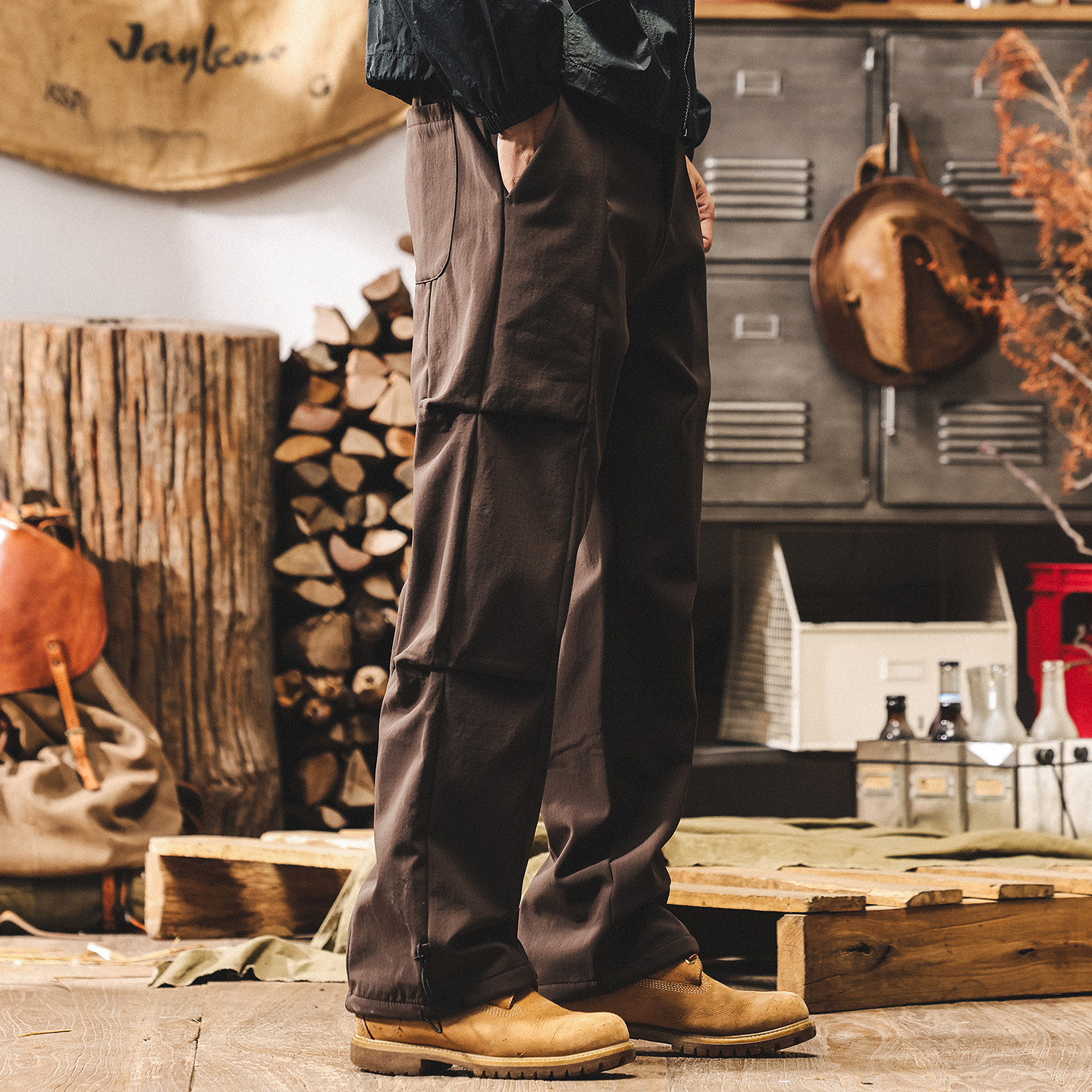 美式復古加絨工裝褲子男冬季新款潮牌加厚男褲寬鬆直筒休閒傘兵褲