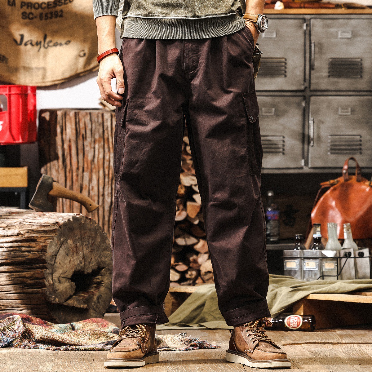 美式復古潮牌耐磨工裝褲子男2025秋季新款戶外寬鬆直筒男士休閒褲