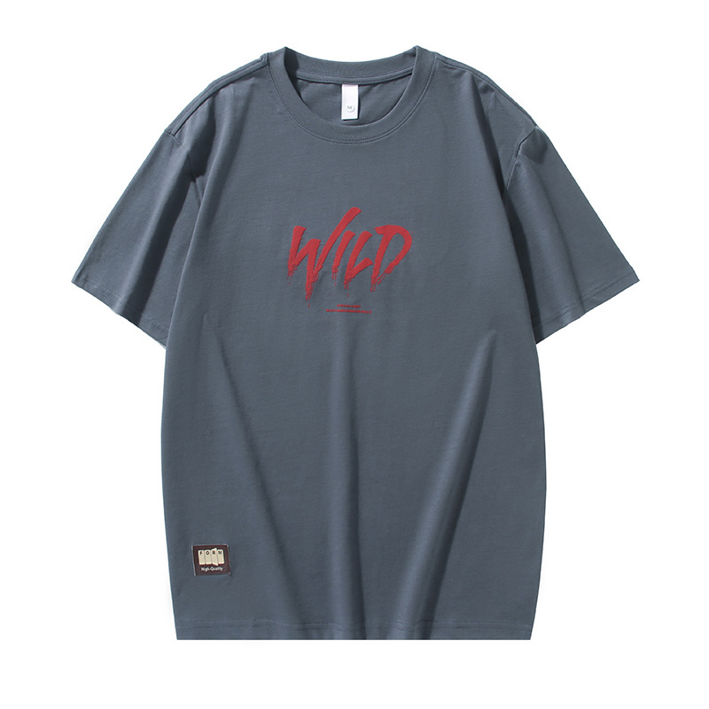 杰雷諾美式潮流紅色重磅T恤男短袖夏季潮牌塗鴉手繪印花半袖衣服