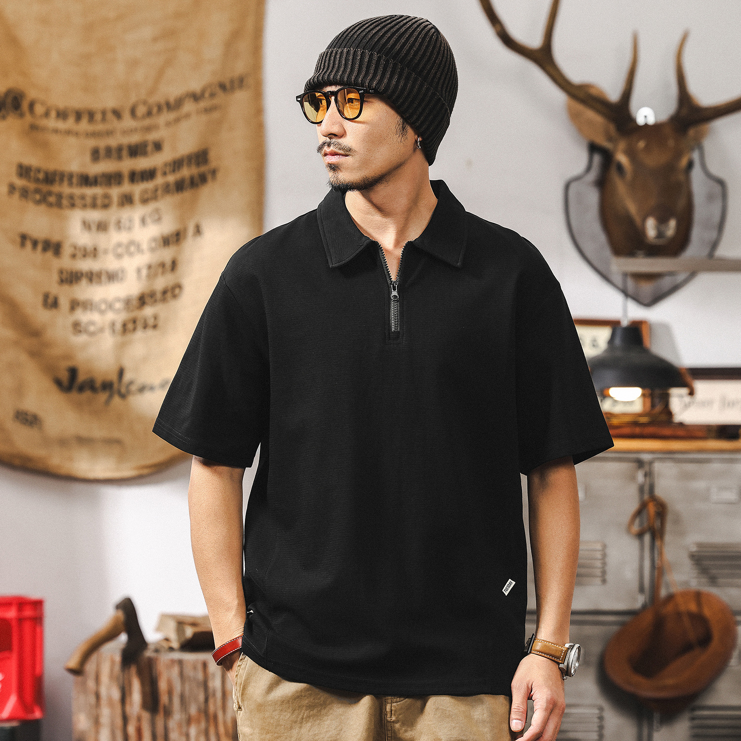 【涼感科技】梯級肌理感短袖男夏季polo衫男2025新款寬鬆翻領T恤