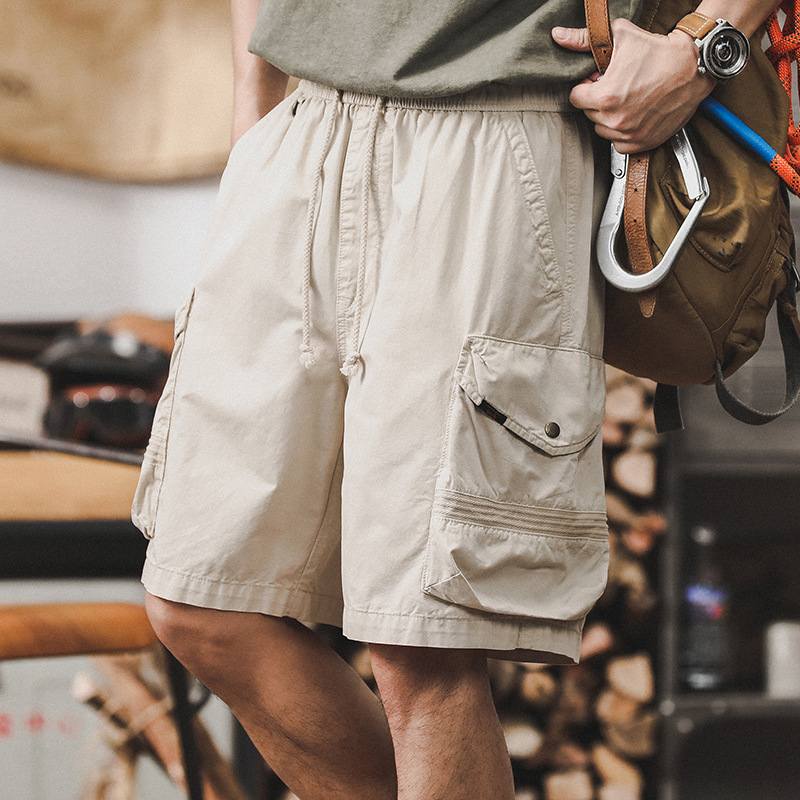 美式薄款工裝短褲男夏季2024新款潮流寬鬆中褲男士休閒五分褲男款