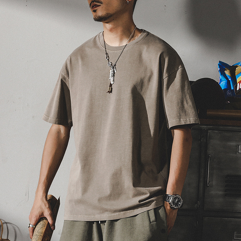 美式250g重磅T恤男短袖夏季ins潮流復古酵磨寬鬆基礎款打底衫