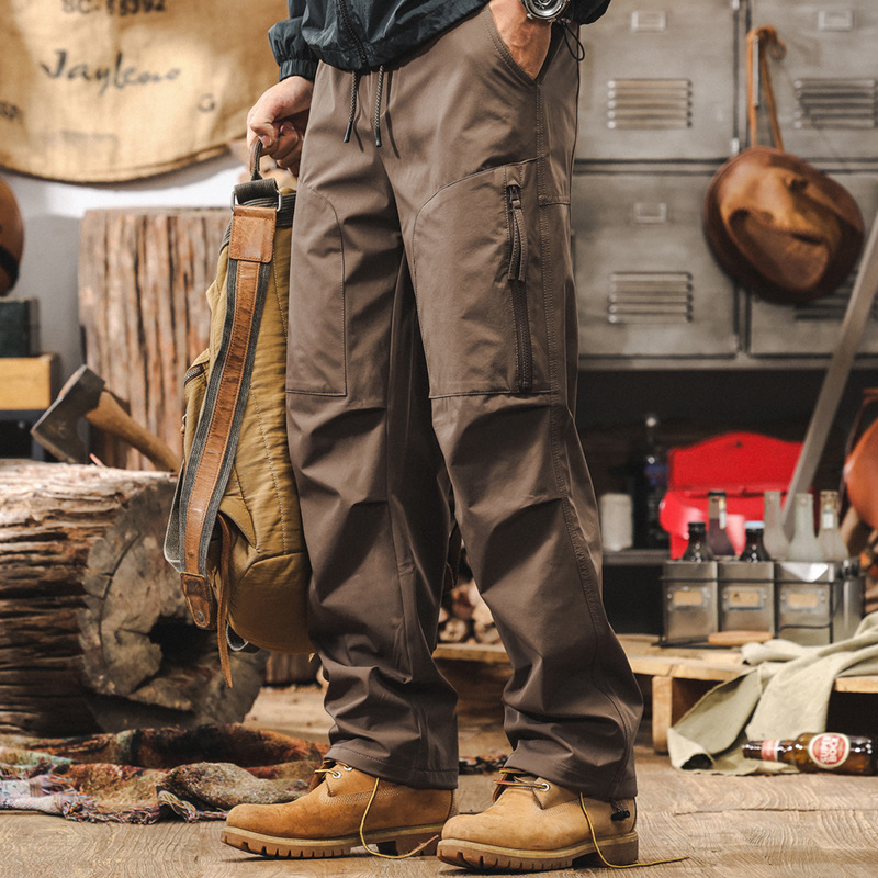 美式復古工裝褲子男直筒2024新款戶外機能傘兵褲男士秋季休閒長褲