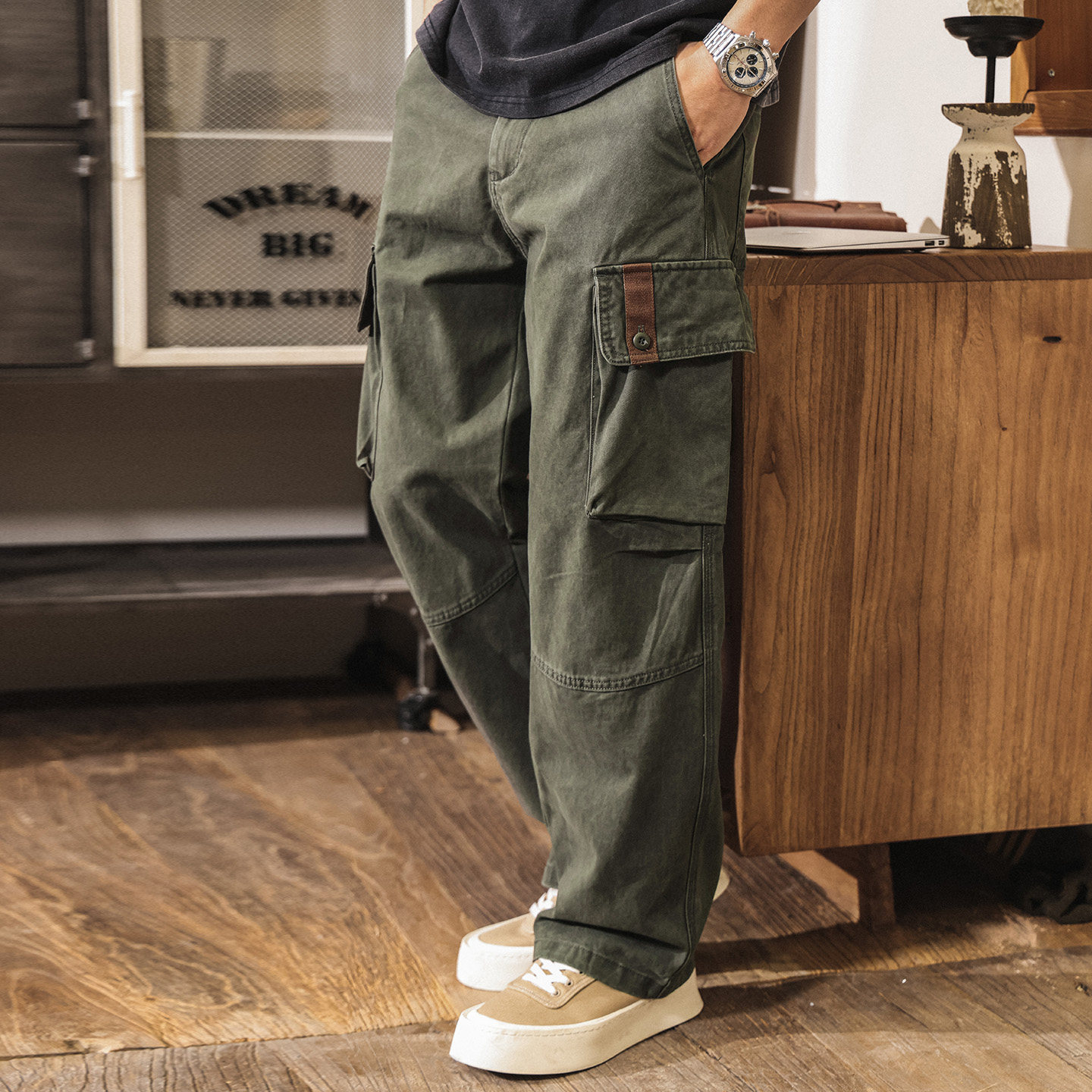 美式復古重磅工裝褲男春季新款潮牌機能男士褲子寬鬆直筒休閒長褲