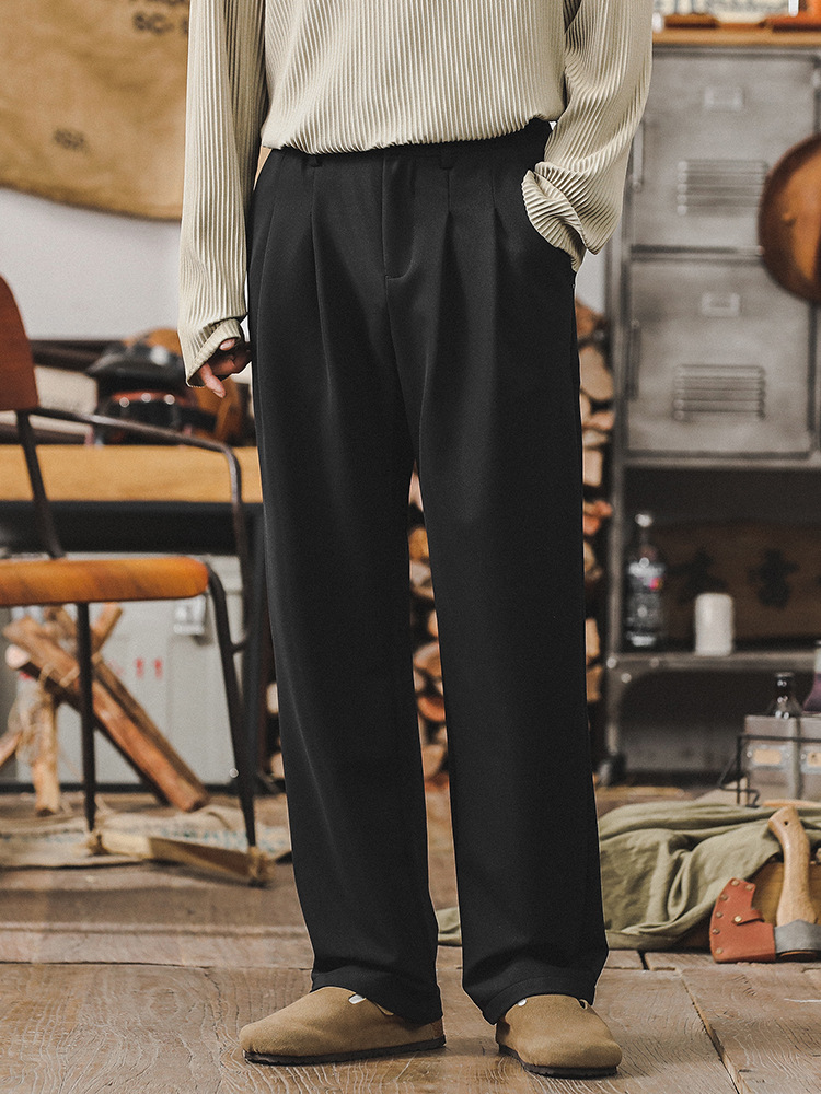 夏季薄款休閒西褲男高級感直筒垂感冰絲褲子男士寬鬆大碼男款長褲