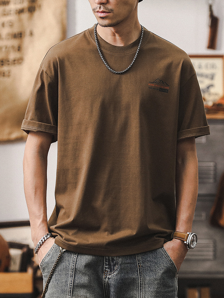 杰雷諾美式復古山系戶外冰感T恤男短袖夏季寬鬆大碼潮牌男士上衣