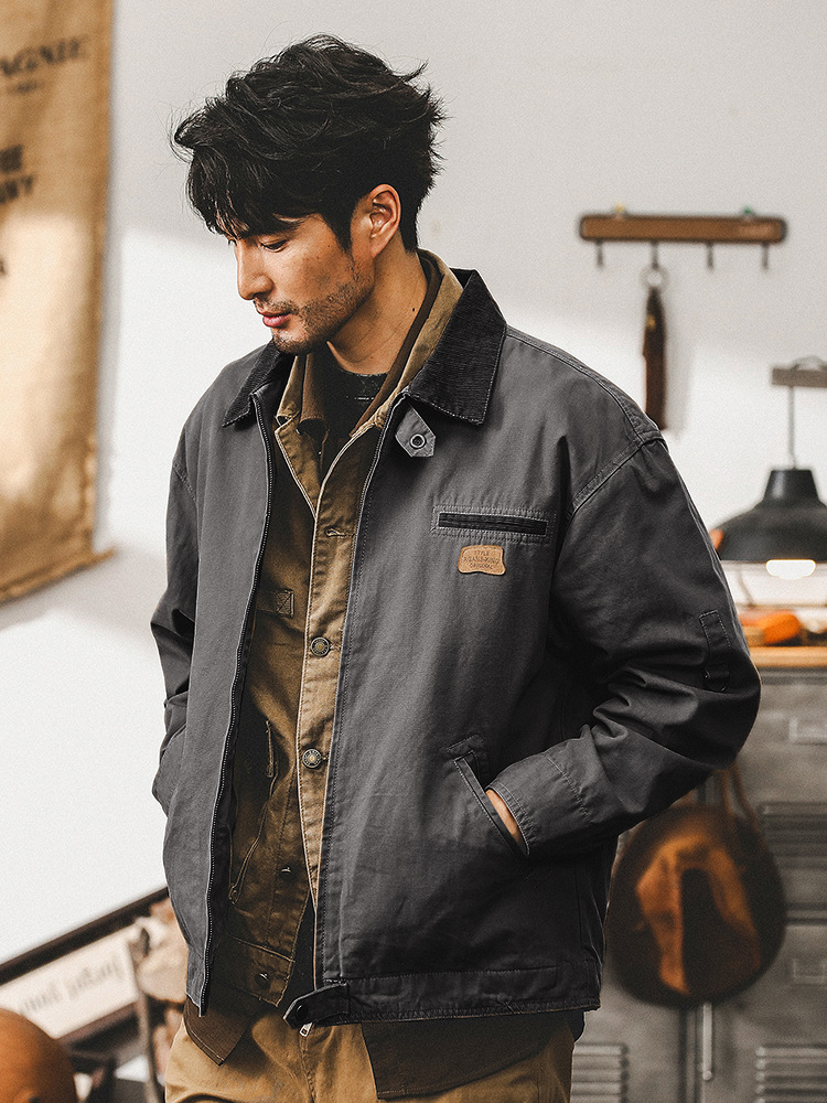 美式經典複古底特律工裝夾克男潮牌阿美咔叽帆布古著外套男春秋季