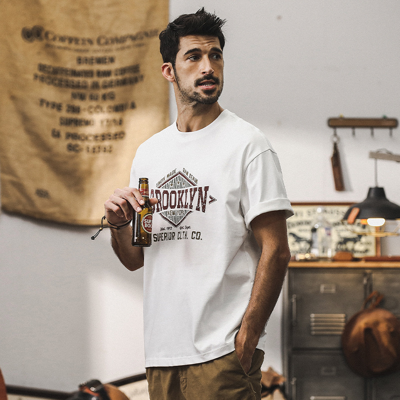 杰雷諾美式復古重磅男T恤短袖夏季潮牌寬鬆休閒大碼衣服男款