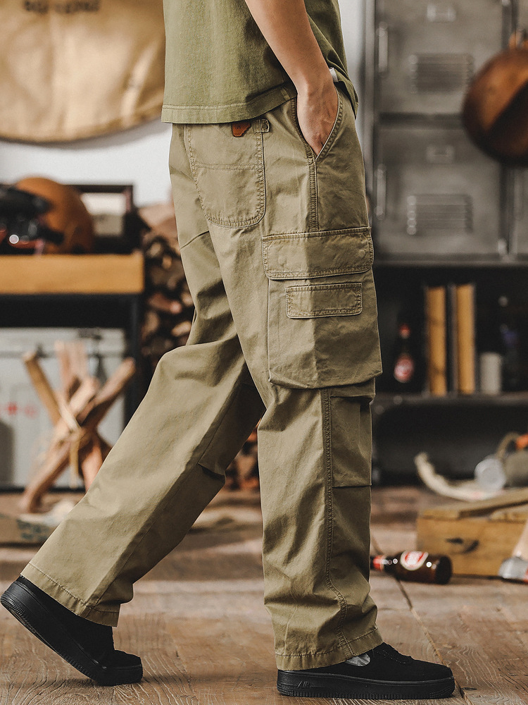 美式重磅復古工裝褲子男寬鬆直筒機能傘兵戶外獵裝戰術男士休閒褲