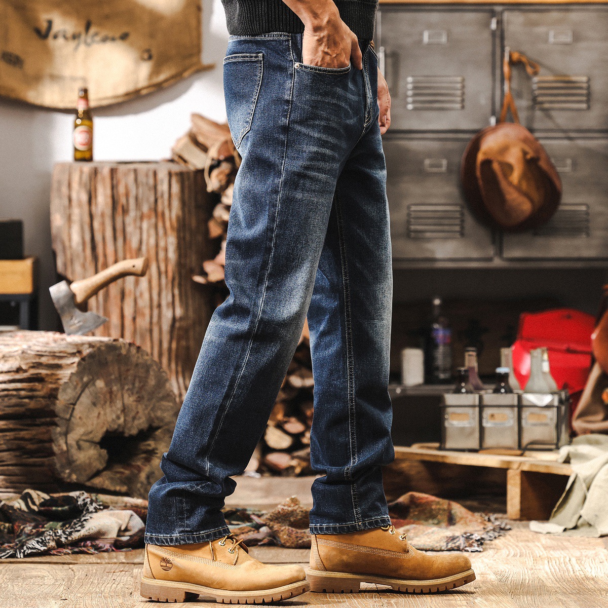 美式復古簡約水洗牛仔褲男款秋季潮牌男士休閒褲新款寬鬆直筒褲子