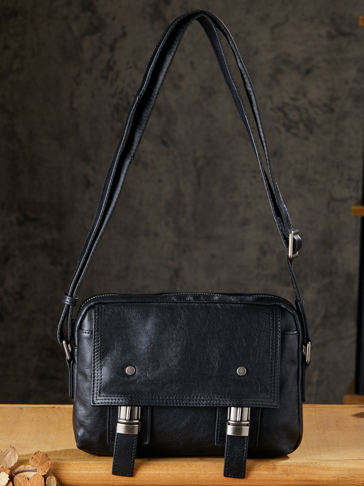 手工植鞣牛皮男士單肩包真皮復古休閒郵差包頭層牛皮手機包斜挎包