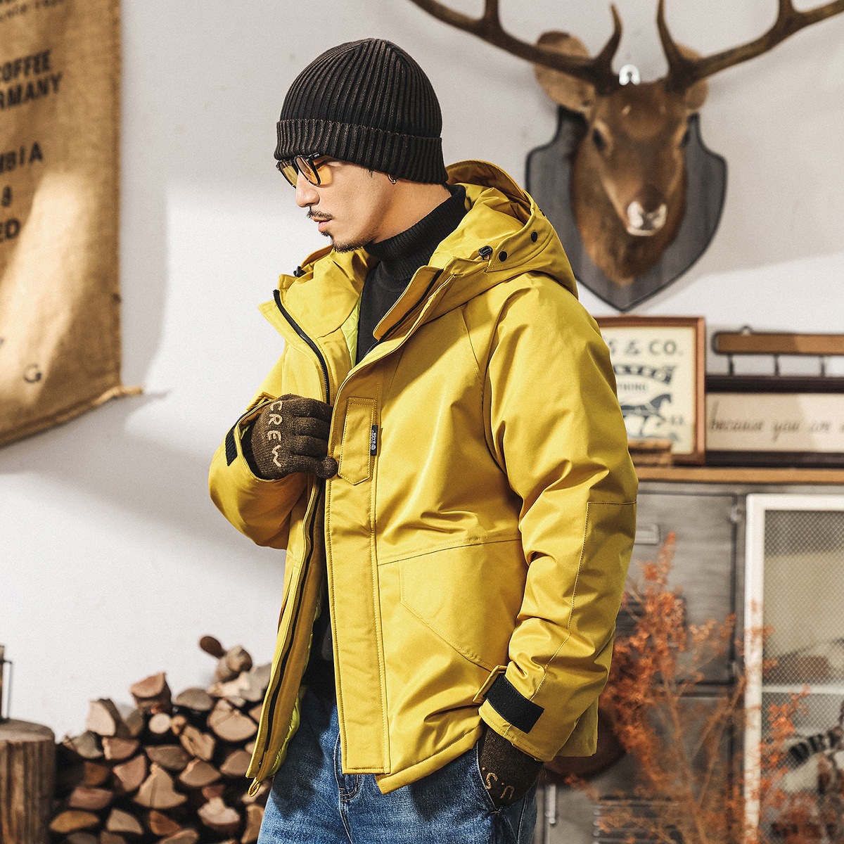 90%純白鴨絨高充絨蓬鬆羽絨服男冬季加厚美式復古戶外工裝外套男