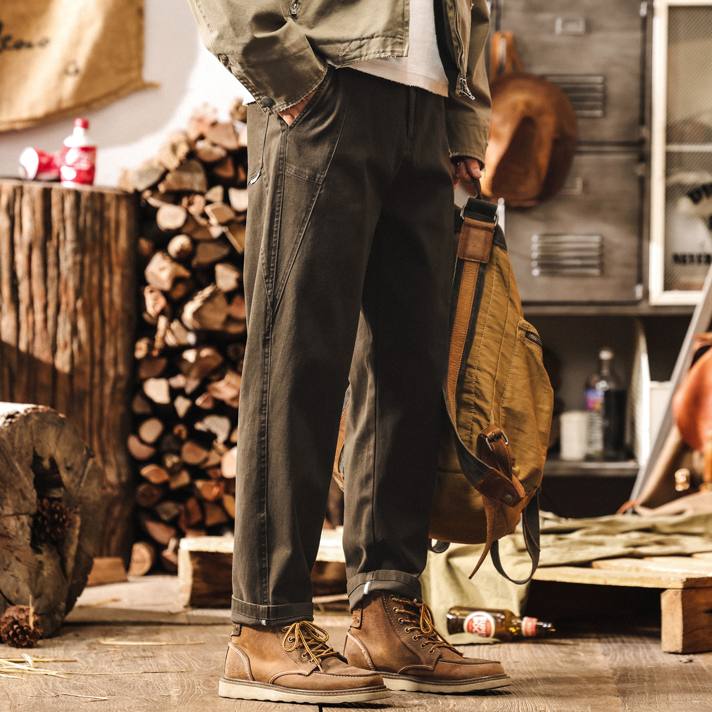 美式復古工裝褲男2025新款簡約褲子男秋季寬鬆直筒潮牌男士休閒褲