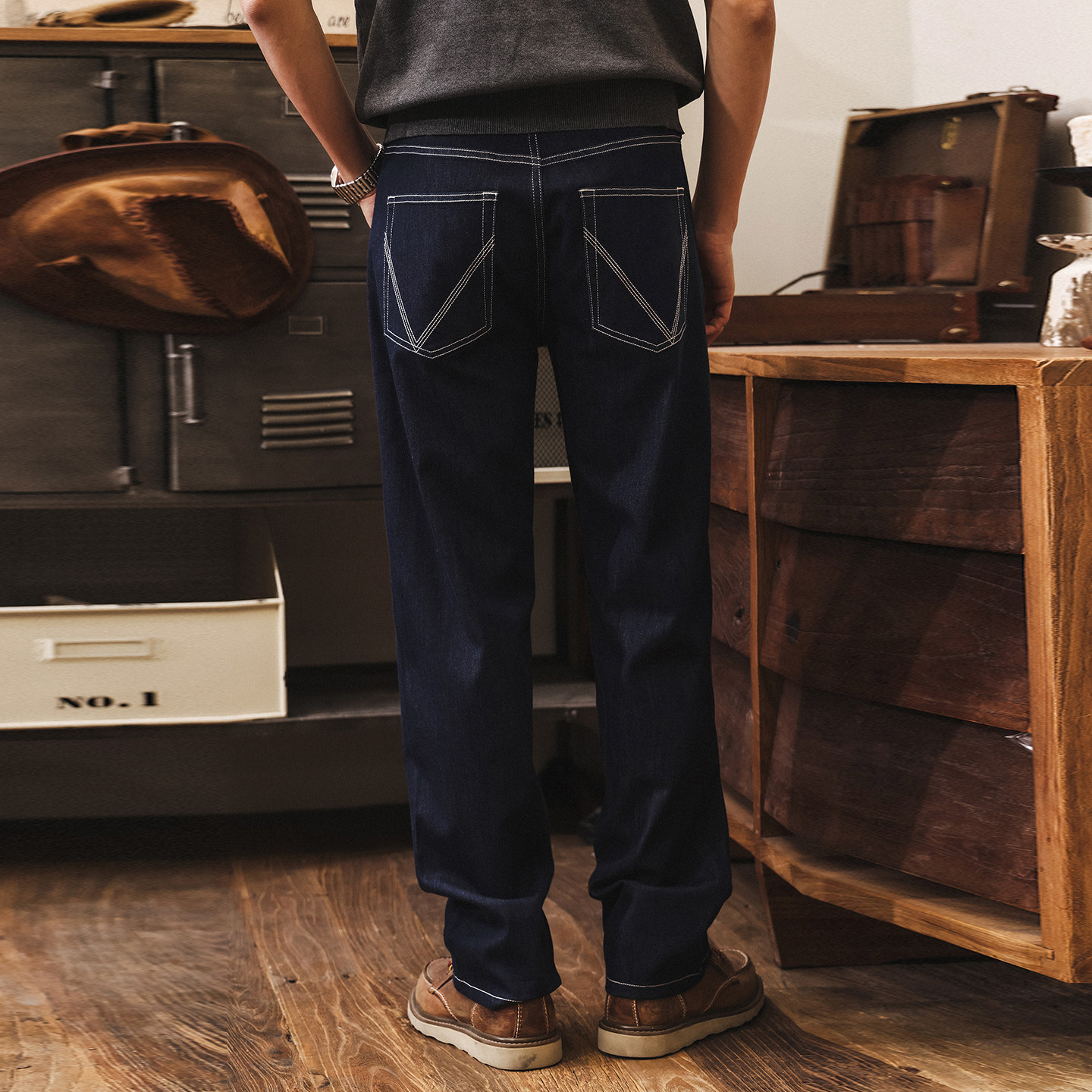 桑蠶絲牛仔褲男直筒2026新款美式復古寬鬆丹寧潮牌春季男士休閒褲