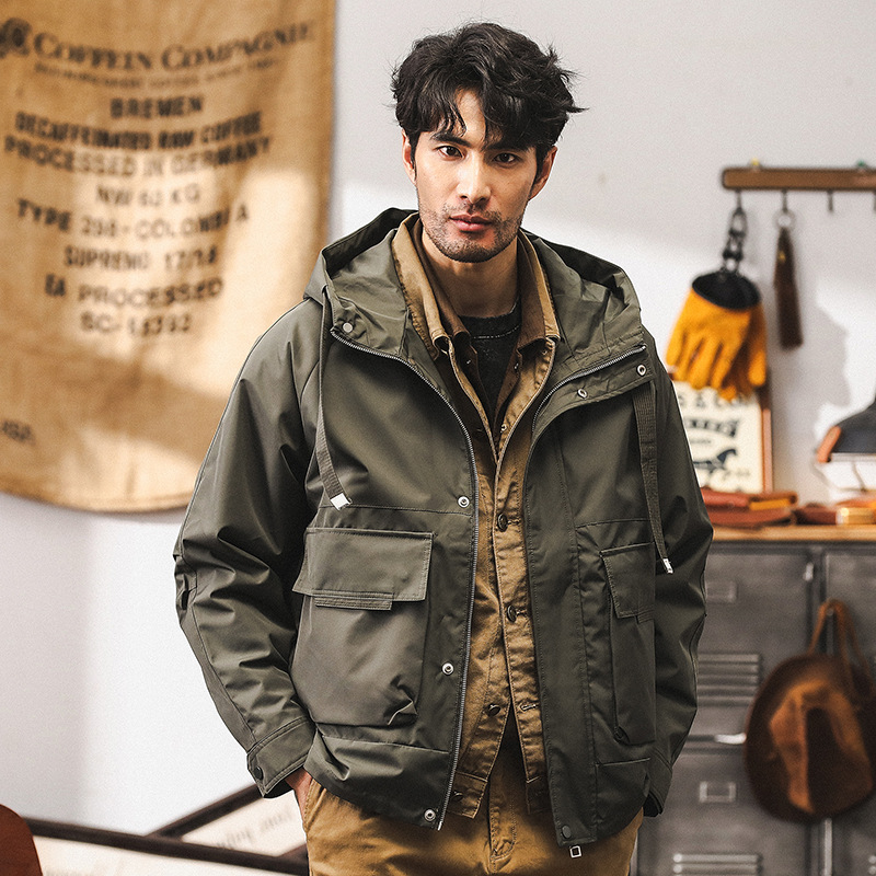 美式復古軍綠色工裝外套男春秋2024新款潮牌硬漢帥氣潮流秋季夾克